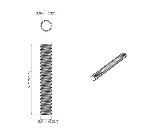 Vītņu Stienis 12 Pcs Sudraba 8 X 55 Mm Tērauds Vidaxl