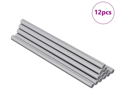 Vītņu Stieņi 12 Pcs Sudraba Vidaxl