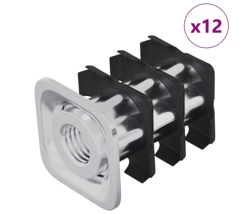 Vītne Caurules Ieliktnis 12 Pcs Melns Un Sudrabains Vidaxl