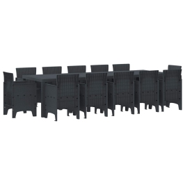Vidaxl 13 Daļu Dārza Ēdamgalds Antracīts Poliratans, Vidaxl Dārza Galds Antracīts 150X100X73 Cm Poliratans,  Dārza Krēslu Komplekts 4 Gab Antracīts Poliratans Vidaxl