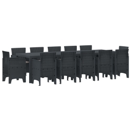 Vidaxl 13 Gabalu Dārza Ēdamgalds Ar Spilveniem Antracīta Poli Rotangpalmas, Vidaxl Dārza Galds Antracīts 150X100X73 Cm Poli Rotangpalmas,  Dārza Krēsli Ar Spilveniem 4 Gab. Antracīta Poli Rotangpalmas Vidaxl