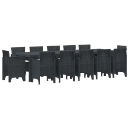 Vidaxl 13 Daļu Dārza Ēdamistabas Komplekts Ar Spilveniem, Antracīts, Polietilēna Rotangpalma, Vidaxl Dārza Galds, Antracīts, 150X100X73 Cm, Polietilēna Rotangpalma,  Dārza Krēsli Ar Spilveniem 4 Gab, Antracīts, Polietilēna Rotangpalma Vidaxl