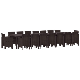 Vidaxl 17 Gabalu Dārza Ēdamistabas Komplekts Brūna Poli Rotangpalma, Vidaxl Dārza Galds Brūns 250X100X73 Cm Poli Rotangpalma, Vidaxl Dārza Galds Brūns 150X100X73 Cm Poli Rotangpalma,  Dārza Krēsli 4 Gab. Brūna Poli Rotangpalma Vidaxl