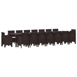 Vidaxl 17 Gab. Dārza Ēdamistabas Komplekts Ar Spilveniem Brūnā Poli Rotangpalmas, Vidaxl Dārza Galds Brūns 250X100X73 Cm Poli Rotangpalma, Vidaxl Dārza Galds Brūns 150X100X73 Cm Poli Rotangpalma,  Dārza Krēsli Ar Spilveniem 4 Gab Brūnā Poli Rotangpalma Vi
