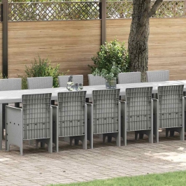 Vidaxl 17 Daļu Dārza Ēdamgalds Ar Spilveniem Gaiši Pelēks Polirafts, Vidaxl Dārza Galds Gaiši Pelēks 250X100X73 Cm Polirafts, Vidaxl Dārza Galds Gaiši Pelēks 150X100X73 Cm Polirafts,  Dārza Krēsli Ar Spilveniem 4 Gabali Gaiši Pelēks Polirafts Vidaxl