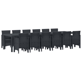 Vidaxl 13 Gabalu Dārza Ēdamistabas Komplekts Antracīts Polietilēna Rotangpalma, Vidaxl Dārza Galds Antracīts 200X100X73 Cm Polietilēna Rotangpalma, Vidaxl Dārza Galds Antracīts 150X100X73 Cm Polietilēna Rotangpalma,  Dārza Krēsli 4 Gabali Antracīts Poliet
