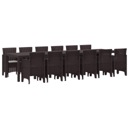 13 Daļīgs Dārza Ēdamistabas Komplekts Ar Spilveniem Brūna Polietilēna Rotangpalma Vidaxl