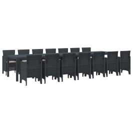 Vidaxl 15 Daļu Dārza Ēdamistabas Komplekts Ar Spilveniem, Antracīts, Polirotangpalma, Vidaxl Dārza Galds Antracīts 250X100X73 Cm Polirotangpalma, Vidaxl Dārza Galds Antracīts 150X100X73 Cm Polirotangpalma, Vidaxl Dārza Krēsli Ar Spilveniem 2 Gab Antracīts