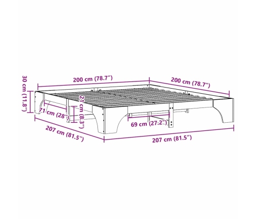 Vaskots Brūns Gultas Rāmis 200X200 Cm Masīvkoka Vidaxl