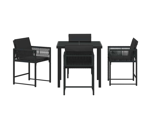 Dārza Ēdamgalds 5 Pcs Melna Poliratāns Vidaxl