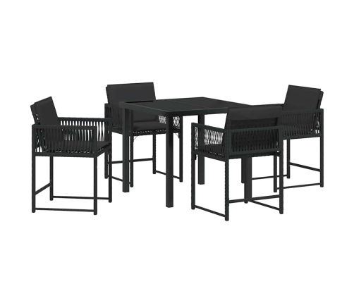 Dārza Ēdamgalds 5 Pcs Melna Poliratāns Vidaxl