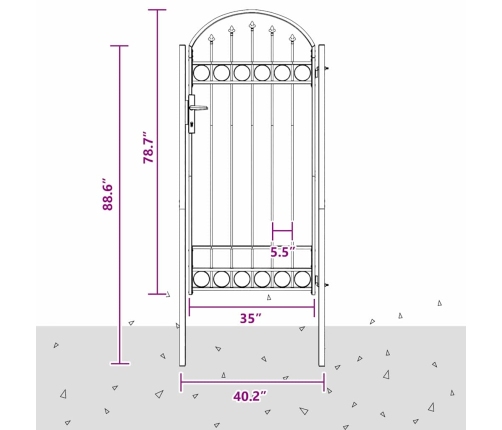 Žoga Vārti Pelēka 100 X 250 Cm Pulverkrāsots Tērauds Vidaxl