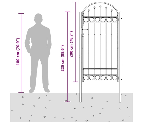 Žoga Vārti Pelēka 100 X 250 Cm Pulverkrāsots Tērauds Vidaxl