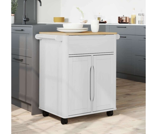 Virtuves Ratiņš Balts 72,5 X 45 X 80 Cm Cieta Priede Vidaxl