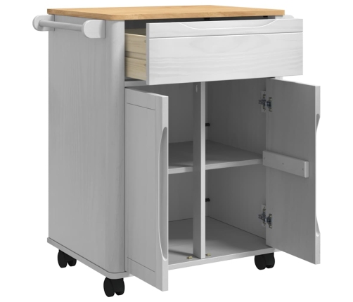 Virtuves Ratiņš Balts 72,5 X 45 X 80 Cm Cieta Priede Vidaxl