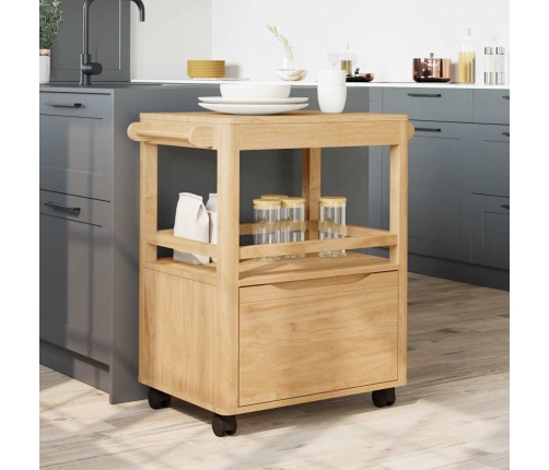 Virtuves Ratiņš Floro Vaks Brūns 72,5 X 45 X 80 Cm Cieta Priede Vidaxl