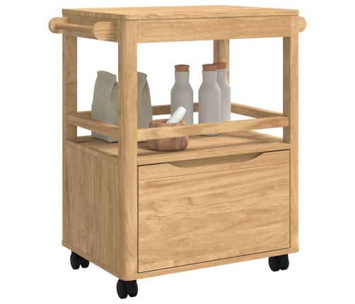 Virtuves Ratiņš Floro Vaks Brūns 72,5 X 45 X 80 Cm Cieta Priede Vidaxl