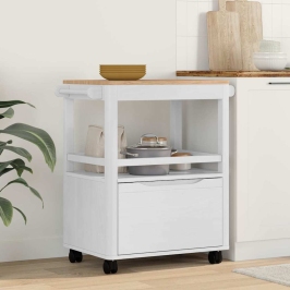 Virtuves Ratiņš Floro Balts 72,5 X 45 X 80 Cm Cieta Priede Vidaxl