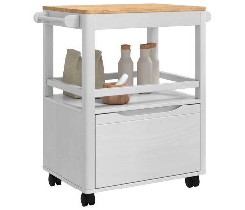 Virtuves Ratiņš Floro Balts 72,5 X 45 X 80 Cm Cieta Priede Vidaxl