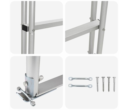 Vidaxl Piestātņu Kāpnes Sudraba 45 X 11.5 X 134 Cm Alumīnijs