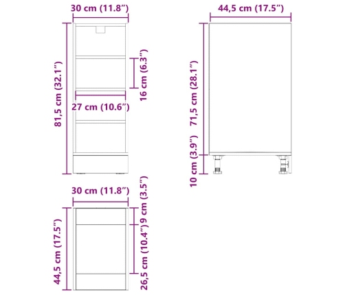 Virtuves Pamatstāvs Riga Melns Ozols 30 X 44,5 X 81,5 Cm Vidaxl