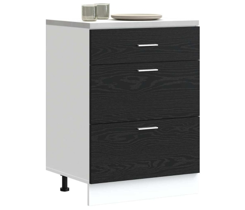 Virtuves Pamatstāvs Riga Melns Ozolkoks 60 X 46 X 81,5 Cm Vidaxl