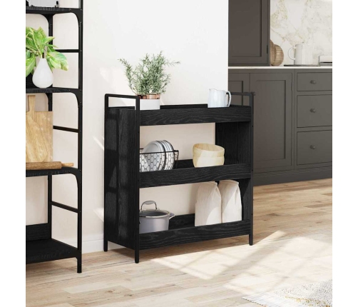 Virtuves Ratiņš Melns Ozols 70 X 30 X 82 Cm Inženierijas Koks Vidaxl