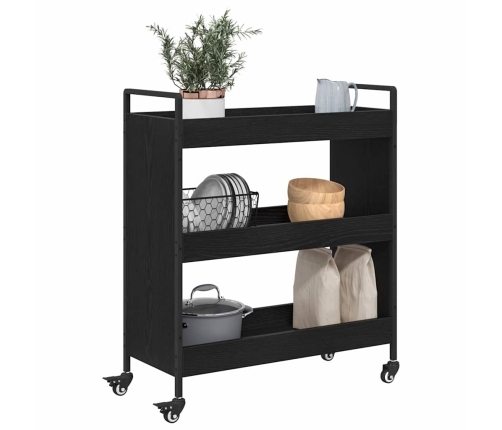 Virtuves Ratiņš Melns Ozols 70 X 30 X 82 Cm Inženierijas Koks Vidaxl