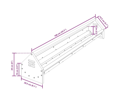 Vistas Barošanas Grozs Melna 108 X 20,5 X 20 Cm Vidaxl