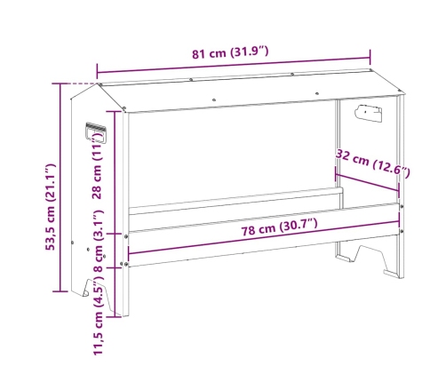 Vistas Barošanas Grozs Sudraba 81 X 32 X 53,5 Cm Vidaxl