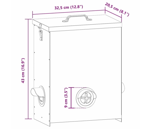 Vistas Barotava Sudraba 32,5 X 20,5 X 43 Cm Cinkots Tērauds Vidaxl