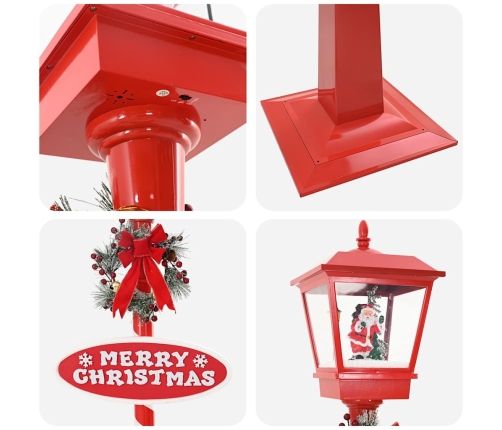 Ziemassvētku Ielu Lampa Ar Lukturi Sarkana 40.5X40.5X180Cm Vidaxl