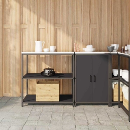 Virtuves Glabāšanas Komplekts 2 Pcs Melna 150 X 50 X 92 Cm Vidaxl