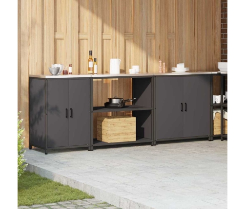 Virtuves Uzglabāšanas Komplekts 3 Pcs Melna 210 X 50 X 92 Cm Vidaxl