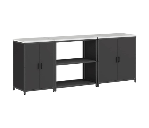 Virtuves Uzglabāšanas Komplekts 3 Pcs Melna 210 X 50 X 92 Cm Vidaxl