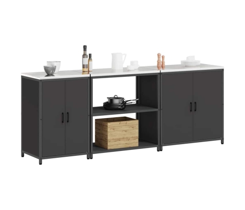 Virtuves Uzglabāšanas Komplekts 3 Pcs Melna 210 X 50 X 92 Cm Vidaxl