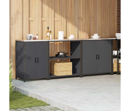 Virtuves Uzglabāšanas Komplekts Ar Plauktu Cits Ar Uzglabāšanu Ar Durvīm 3 Pcs Antracīta Vidaxl