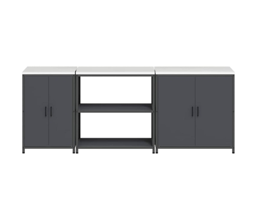 Virtuves Uzglabāšanas Komplekts Ar Plauktu Cits Ar Uzglabāšanu Ar Durvīm 3 Pcs Antracīta Vidaxl