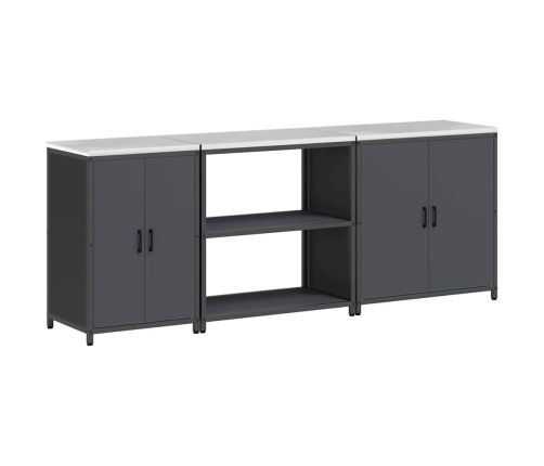 Virtuves Uzglabāšanas Komplekts Ar Plauktu Cits Ar Uzglabāšanu Ar Durvīm 3 Pcs Antracīta Vidaxl