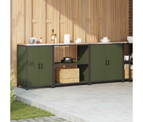 Virtuves Uzglabāšanas Komplekts Ar Plauktu Cits Ar Uzglabāšanu Ar Durvīm 3 Pcs Olīvu Zaļš Vidaxl