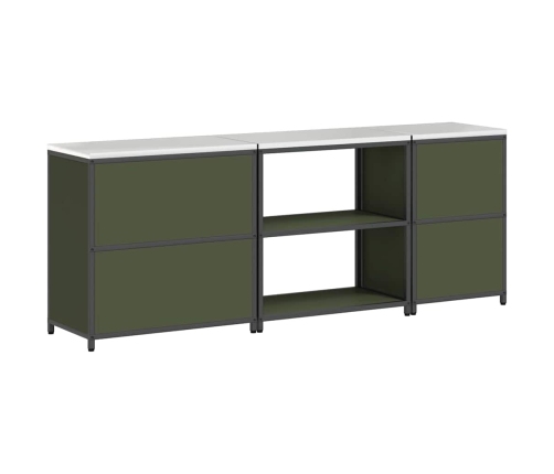 Virtuves Uzglabāšanas Komplekts Ar Plauktu Cits Ar Uzglabāšanu Ar Durvīm 3 Pcs Olīvu Zaļš Vidaxl