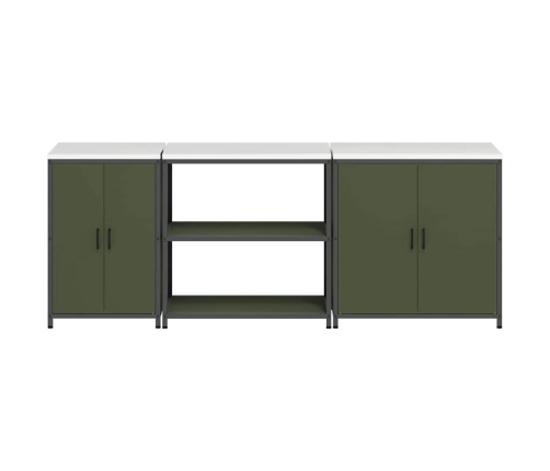 Virtuves Uzglabāšanas Komplekts Ar Plauktu Cits Ar Uzglabāšanu Ar Durvīm 3 Pcs Olīvu Zaļš Vidaxl