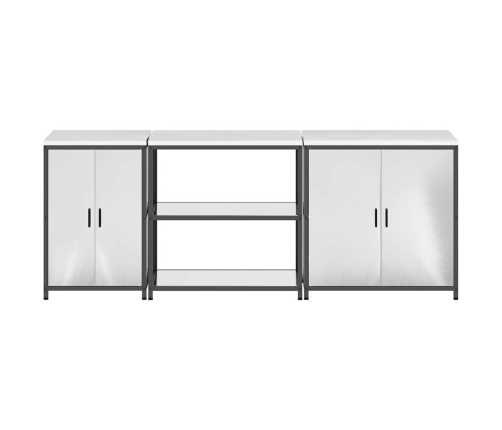 Virtuves Uzglabāšanas Komplekts 3 Pcs Sudrabs 210 X 50 X 92 Cm Vidaxl