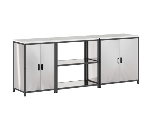 Virtuves Uzglabāšanas Komplekts 3 Pcs Sudrabs 210 X 50 X 92 Cm Vidaxl