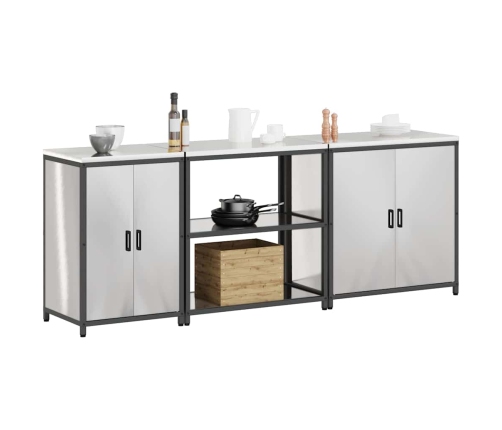 Virtuves Uzglabāšanas Komplekts 3 Pcs Sudrabs 210 X 50 X 92 Cm Vidaxl