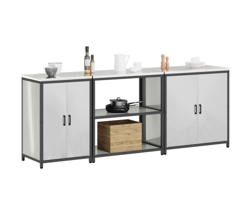 Virtuves Uzglabāšanas Komplekts 3 Pcs Sudrabs 210 X 50 X 92 Cm Vidaxl