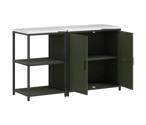 Virtuves Glabāšanas Komplekts 2 Pcs Olīvu Zaļš 150 X 50 X 92 Cm Vidaxl