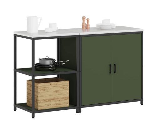 Virtuves Glabāšanas Komplekts 2 Pcs Olīvu Zaļš 150 X 50 X 92 Cm Vidaxl