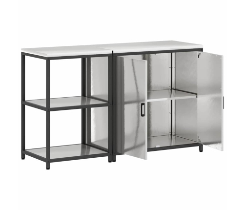 Virtuves Glabāšanas Komplekts 2 Pcs Sudrabs 150 X 50 X 92 Cm Vidaxl