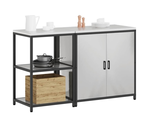 Virtuves Glabāšanas Komplekts 2 Pcs Sudrabs 150 X 50 X 92 Cm Vidaxl